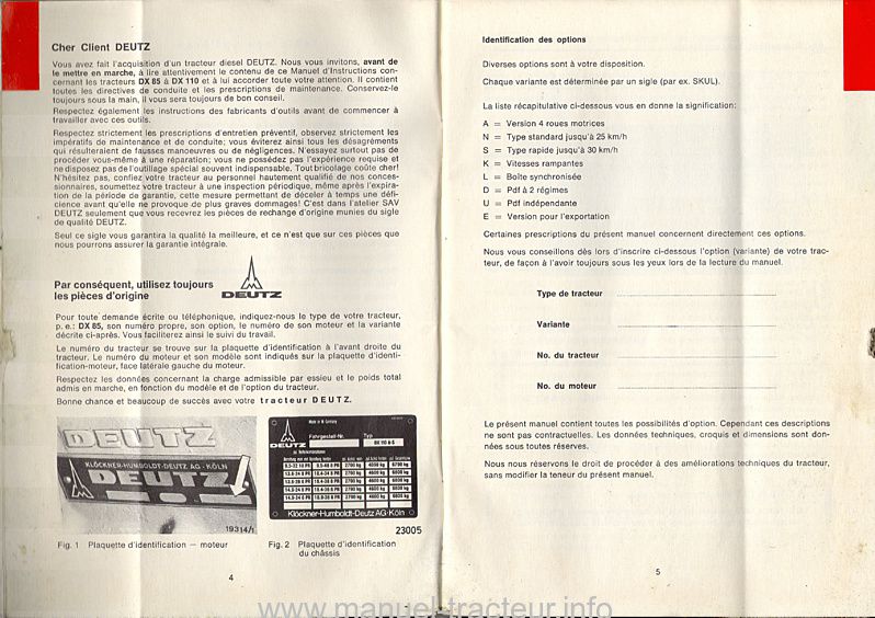 Quatrième page du Manuel Instruction DEUTZ DX 85 90 110