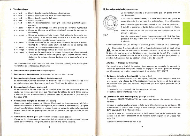 Sixième page du Manuel d'instruction pour les tracteurs DX 140 et 160