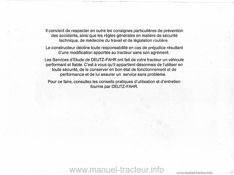 Troisième page du Manuel instructions DEUTZ DX 3.10 3.30 3.50 3.60 3.65