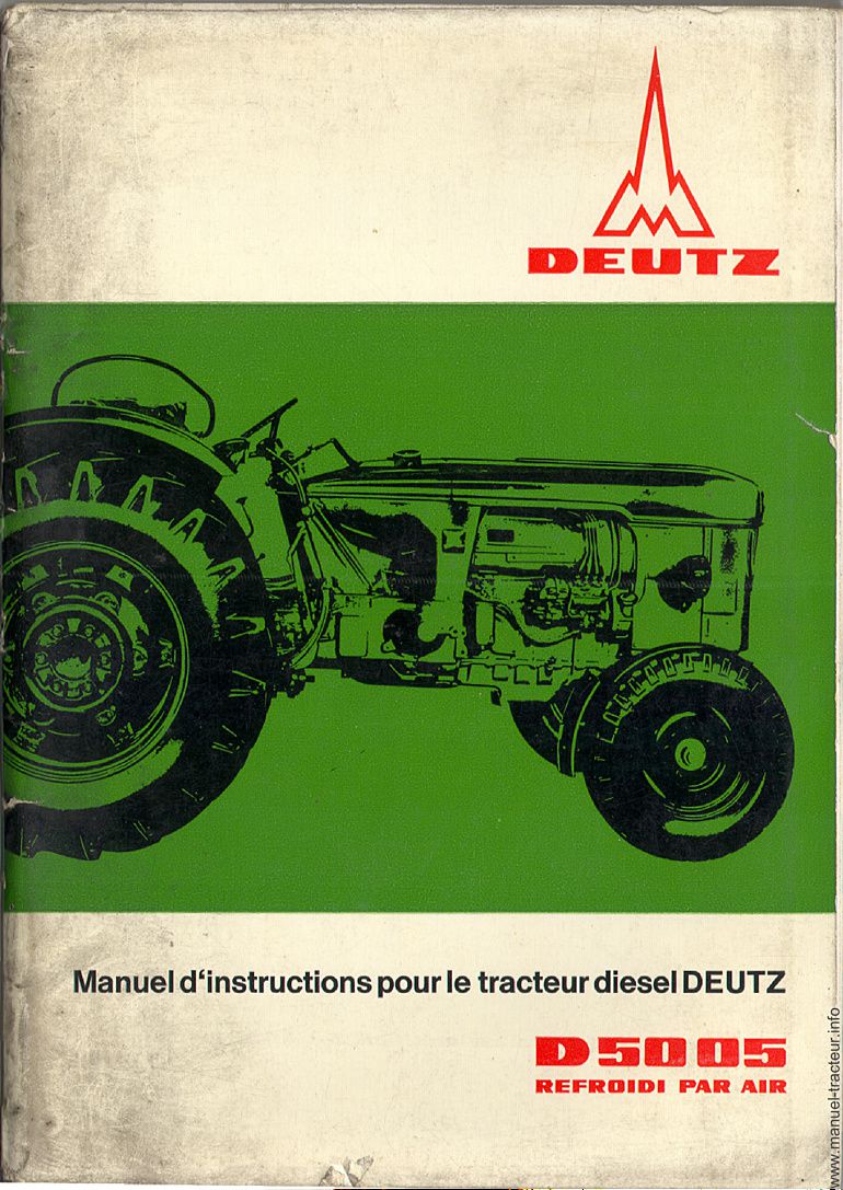 Première page du Manuel Instruction DEUTZ D 5005