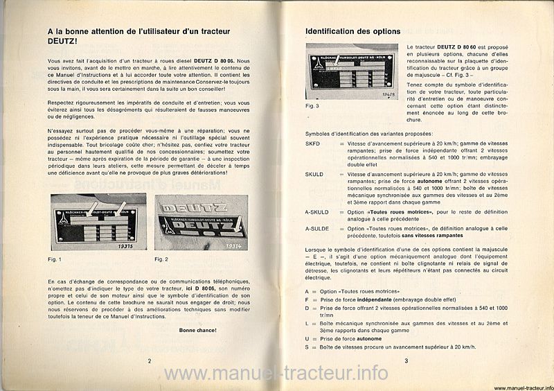 Troisième page du Manuel Instruction DEUTZ D 8006