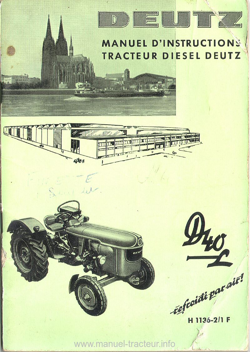 Première page du Manuel instructions DEUTZ D 40 L type 40.2