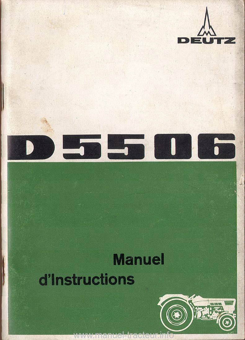 Première page du Manuel entretien DEUTZ D 5506