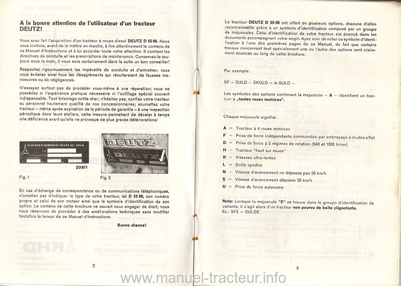 Troisième page du Manuel entretien DEUTZ D 5506