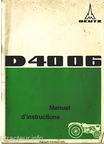 Première page du Manuel instruction DEUTZ D 4006