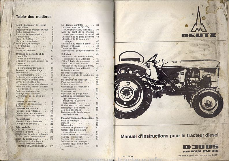 Deuxième page du Manuel instructions DEUTZ D 3005