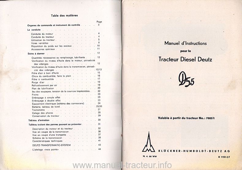 Deuxième page du Manuel instructions DEUTZ D 55