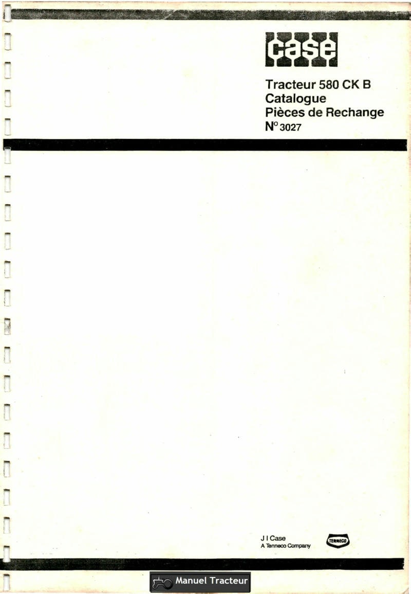 Première page du Catalogue de pièces détachées pelleteuse CASE 580 CKB