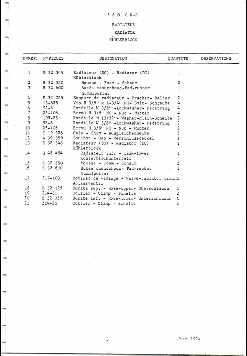 Sixième page du Catalogue de pièces détachées pelleteuse CASE 580 CKB