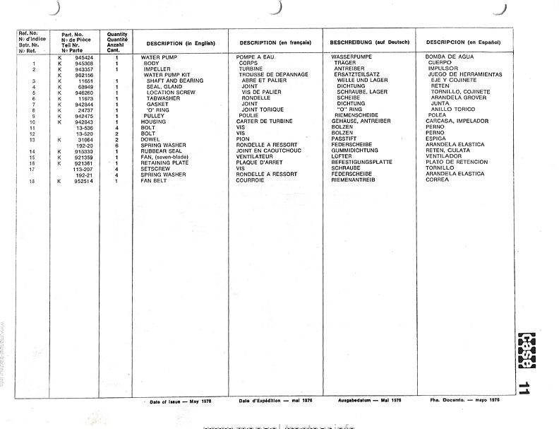 Sixième page du Catalogue de pièces pelleteuse CASE 580F