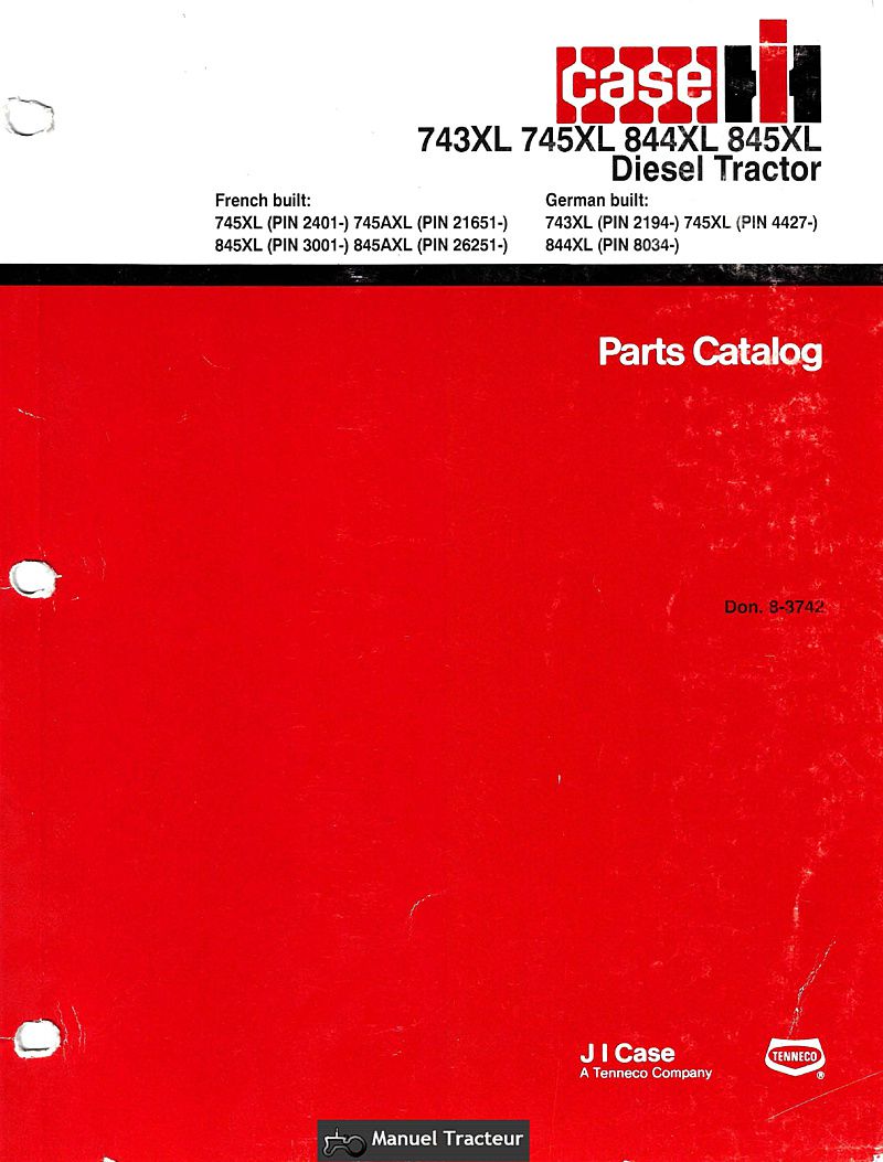 Première page du Catalogue de pièces détachées IH CASE 743XL 745XL 844XL 845XL