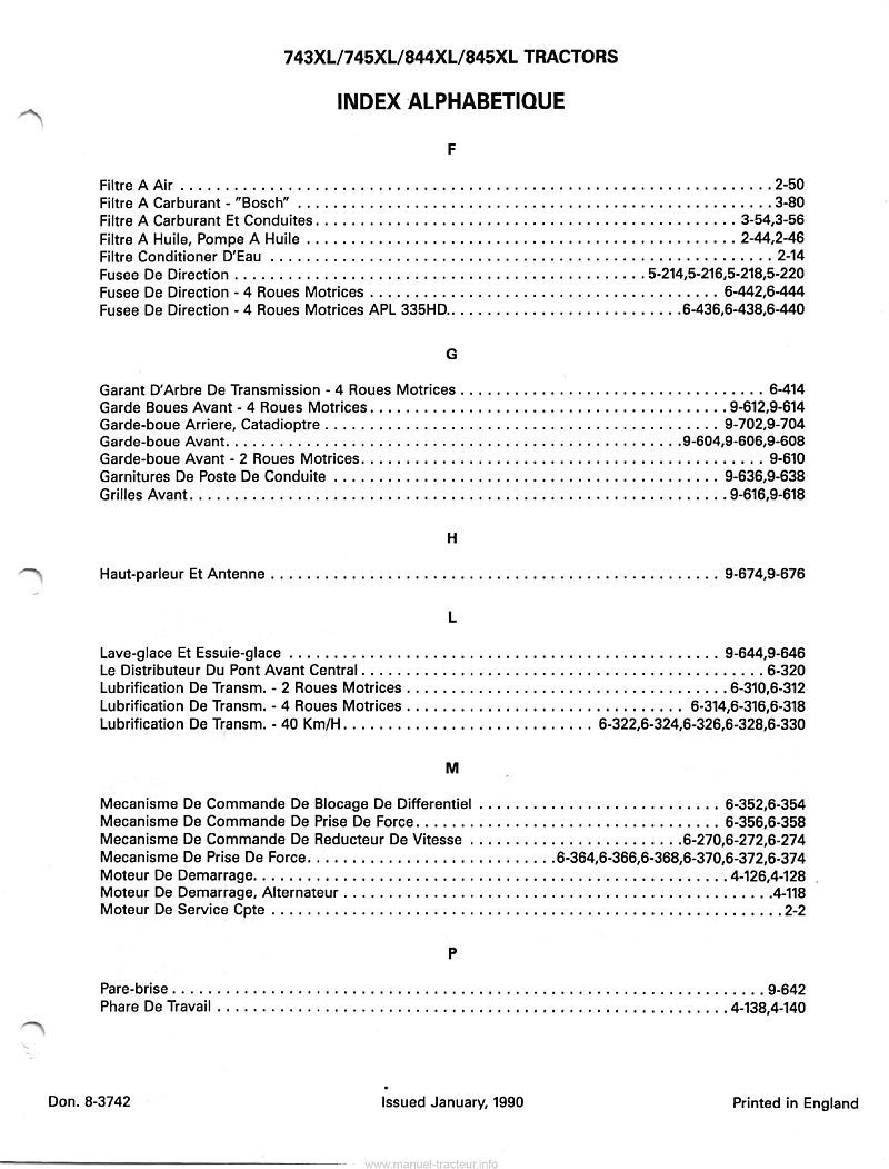 Sixième page du Catalogue de pièces détachées IH CASE 743XL 745XL 844XL 845XL