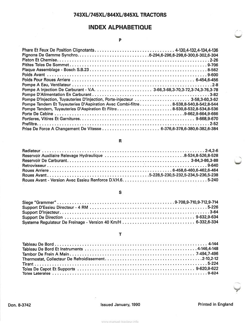 Septième page du Catalogue de pièces détachées IH CASE 743XL 745XL 844XL 845XL