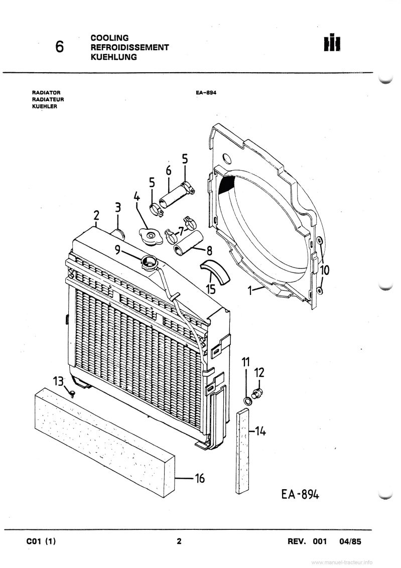 Sixième page du Catalogue pièces détachées IH CASE 856XL