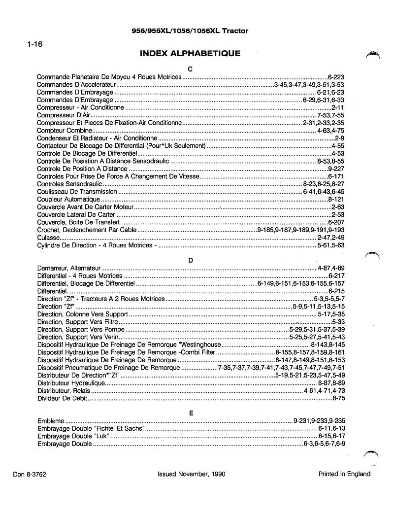 Cinquième page du Catalogue de pièces détachées tracteurs CASE IH 956 1056 956XL 1056XL