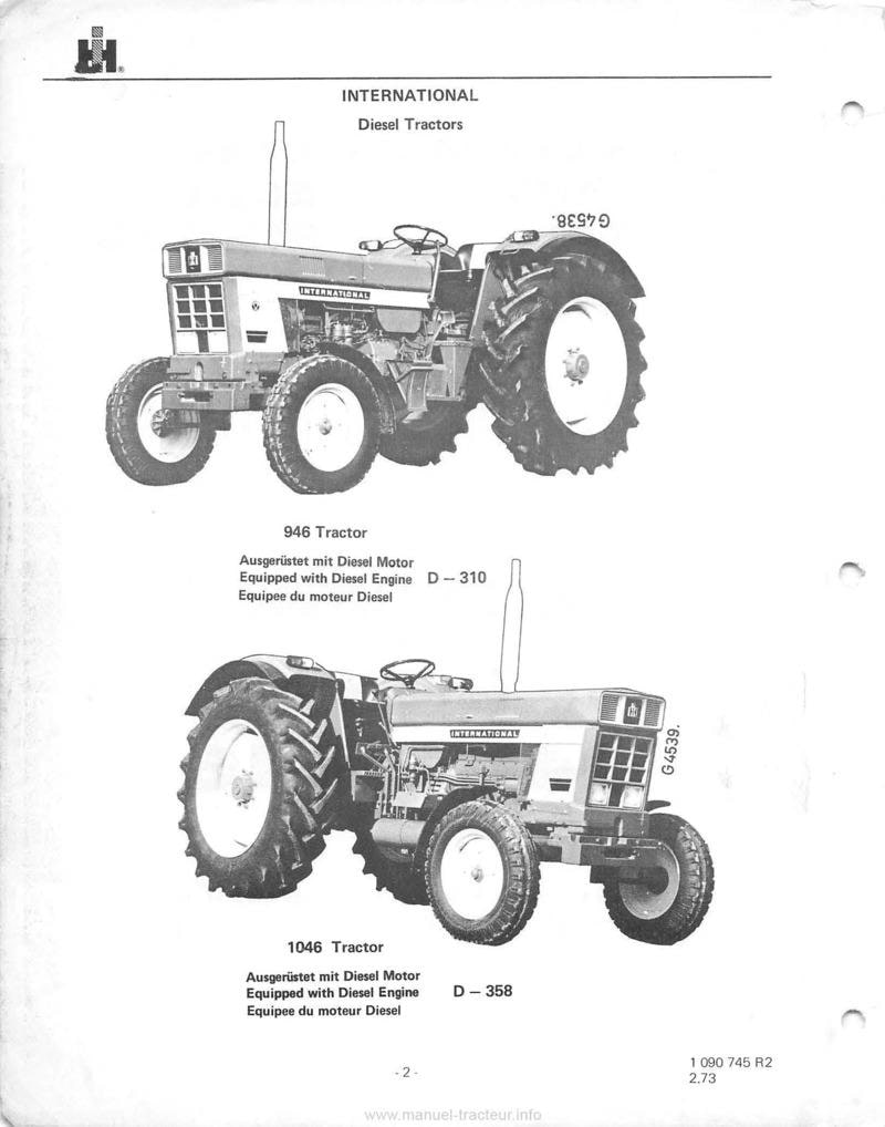 Deuxième page du Catalogue de pièces détachées tracteurs IH 946 1046 1246