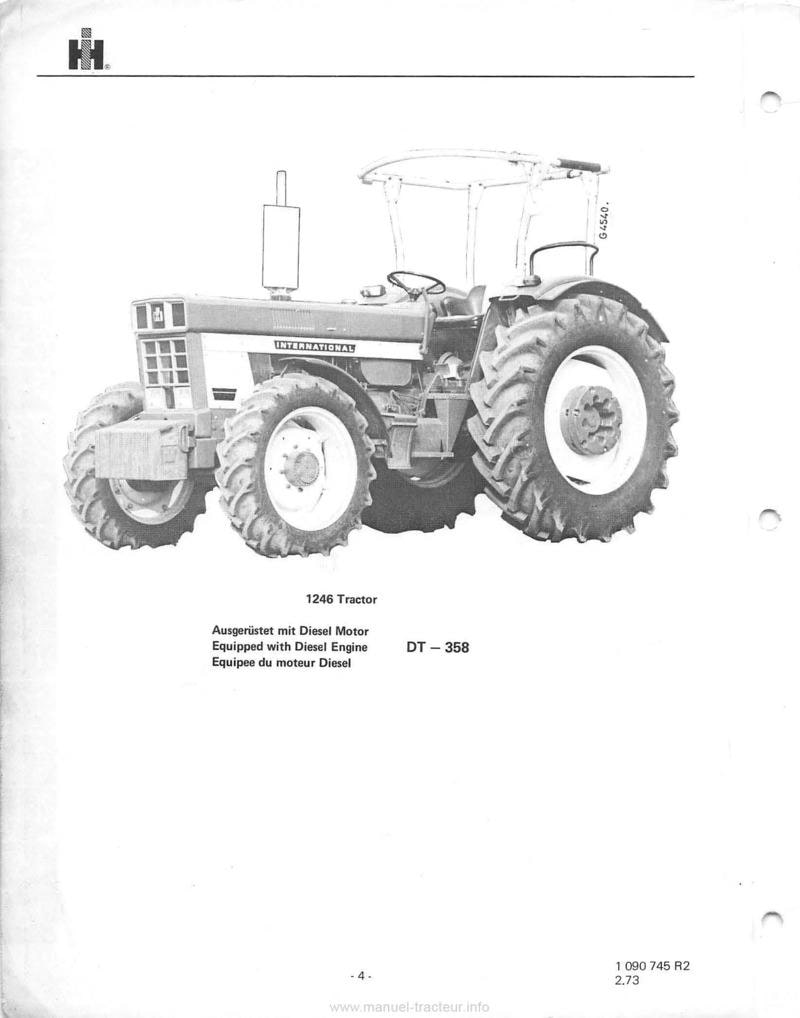 Quatrième page du Catalogue de pièces détachées tracteurs IH 946 1046 1246