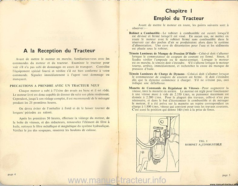 Quatrième page du Livret d'instructions tracteurs David Brown 950 Implematic / LiveDrive