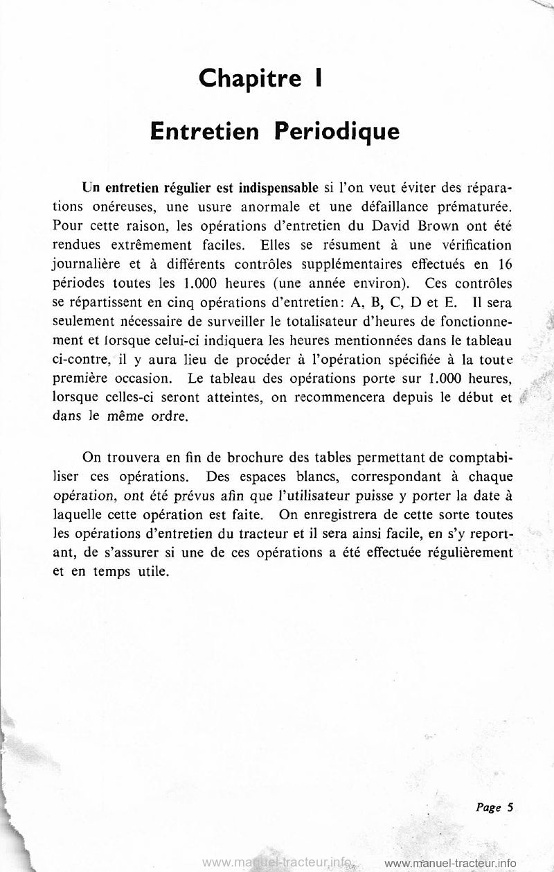 Cinquième page du Livret entretien David Brown 990 950 880 850