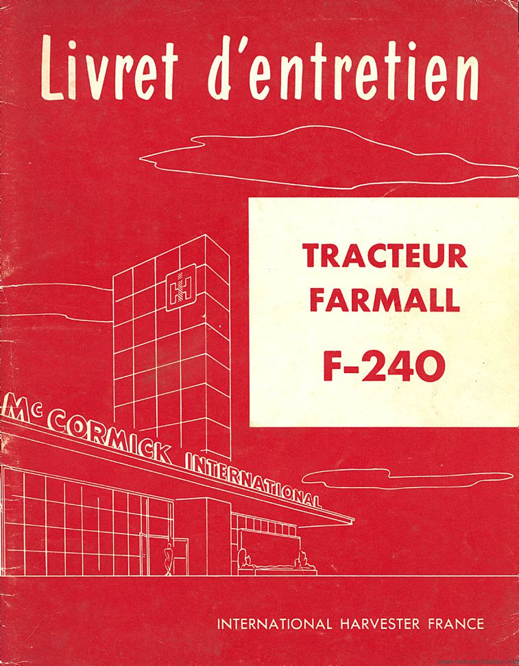 Première page du Livret entretien FARMALL F-240