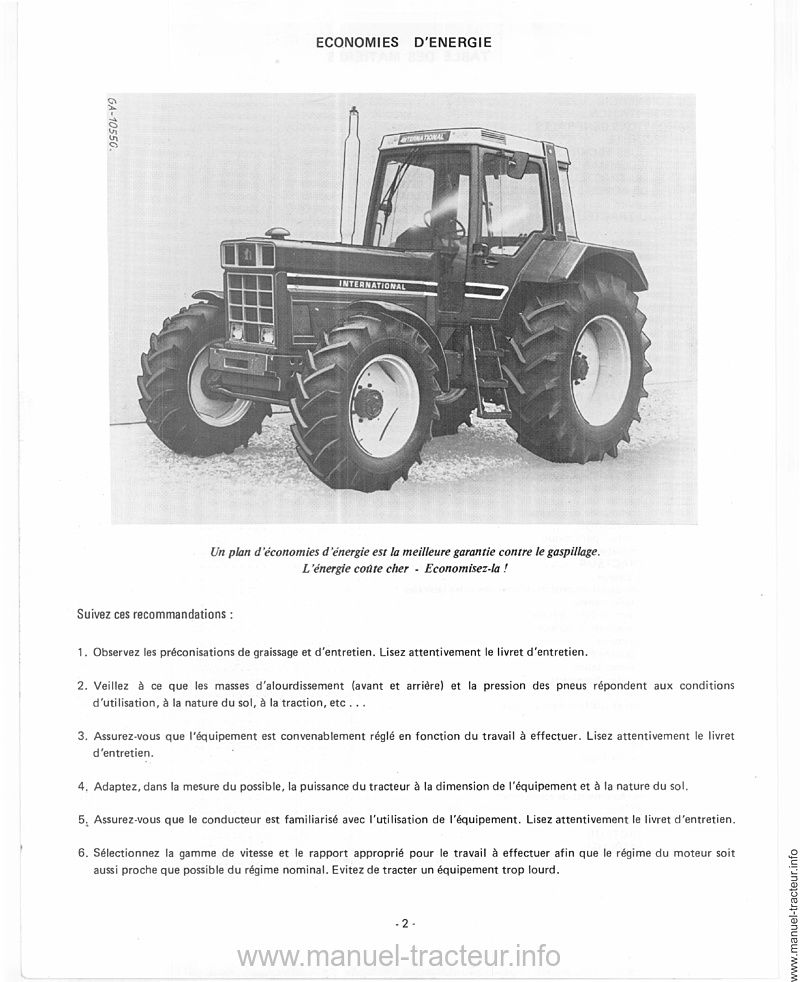 Cinquième page du Manuel utilisation INTERNATIONAL 1255 1455 XL