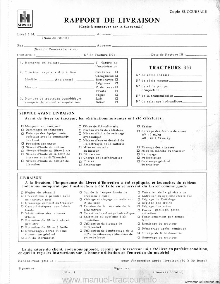 Sixième page du Livret entretien IH 353