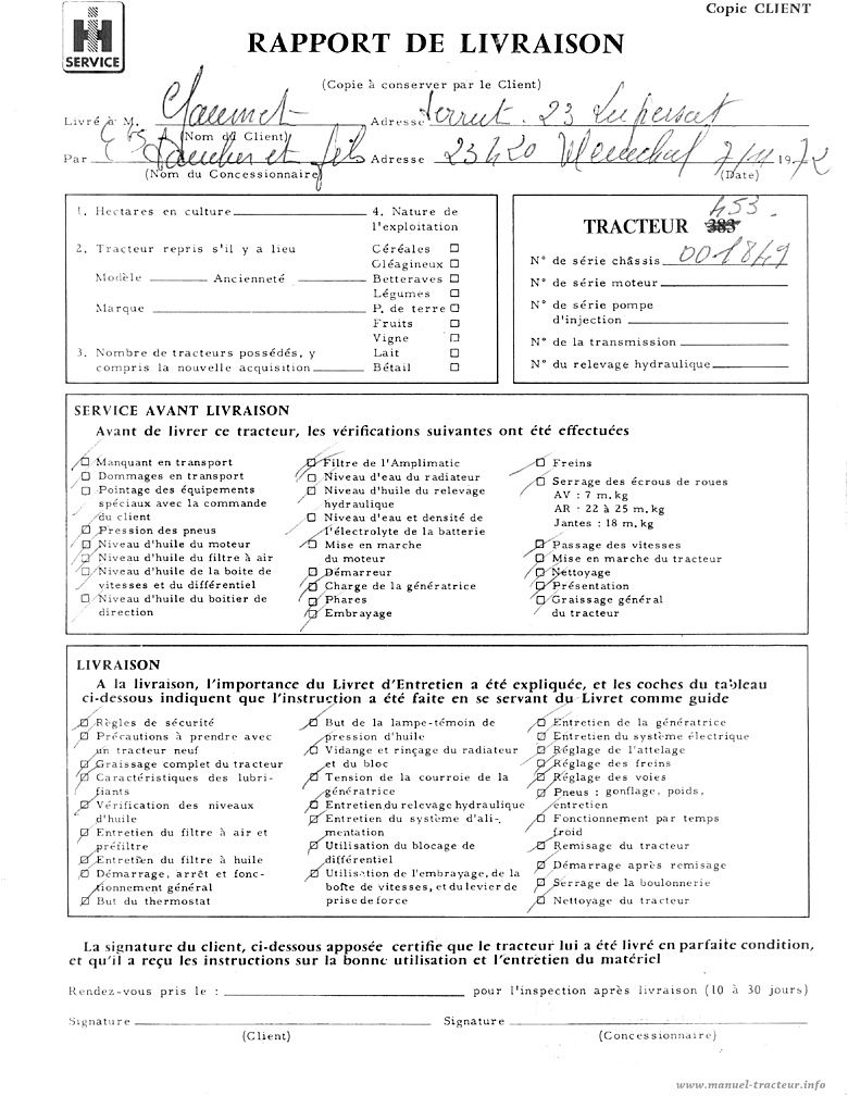 Sixième page du Livret entretien INTERNATIONAL 383