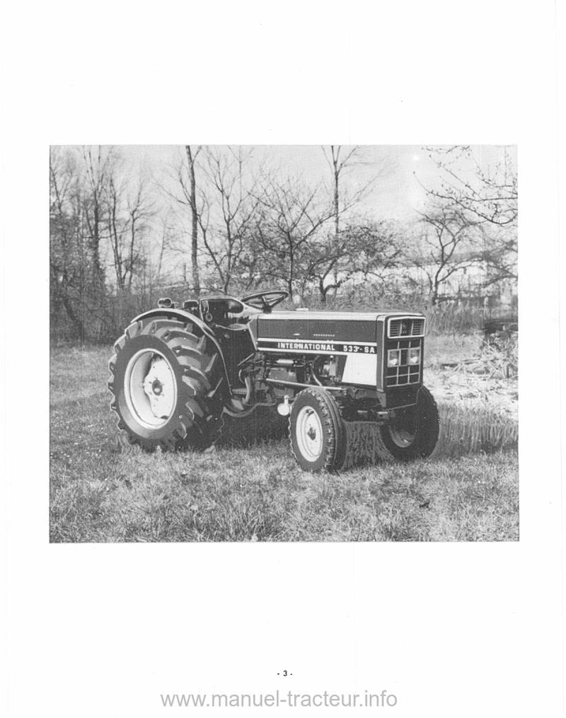 Sixième page du Livret d'entretien IH 433 SA, 533 SA, 633 SA, 733 vigneron et étroit