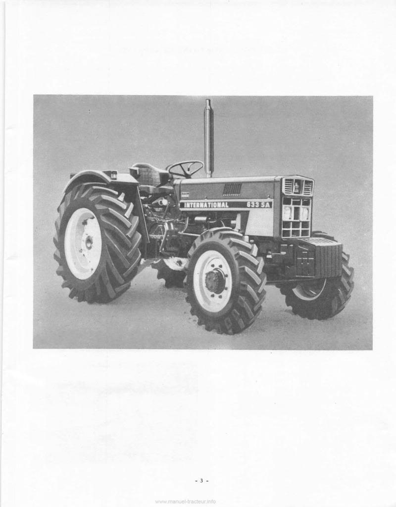 Quatrième page du Livret entretien tracteurs IH 433SA 533SA 633SA
