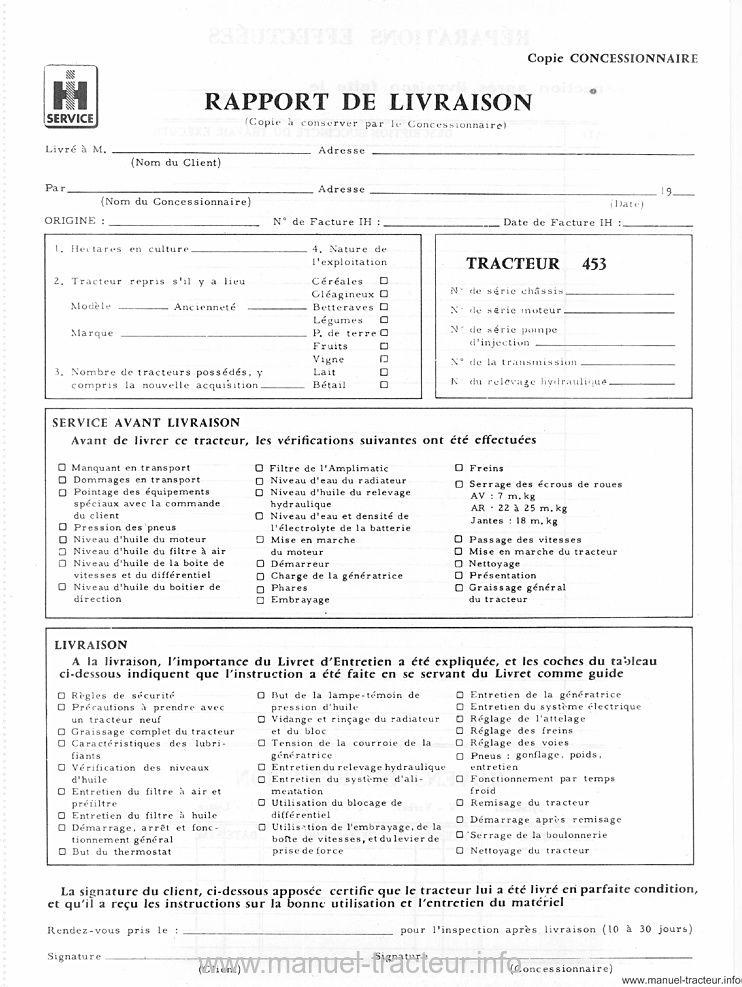 Sixième page du Livret entretien IH 453