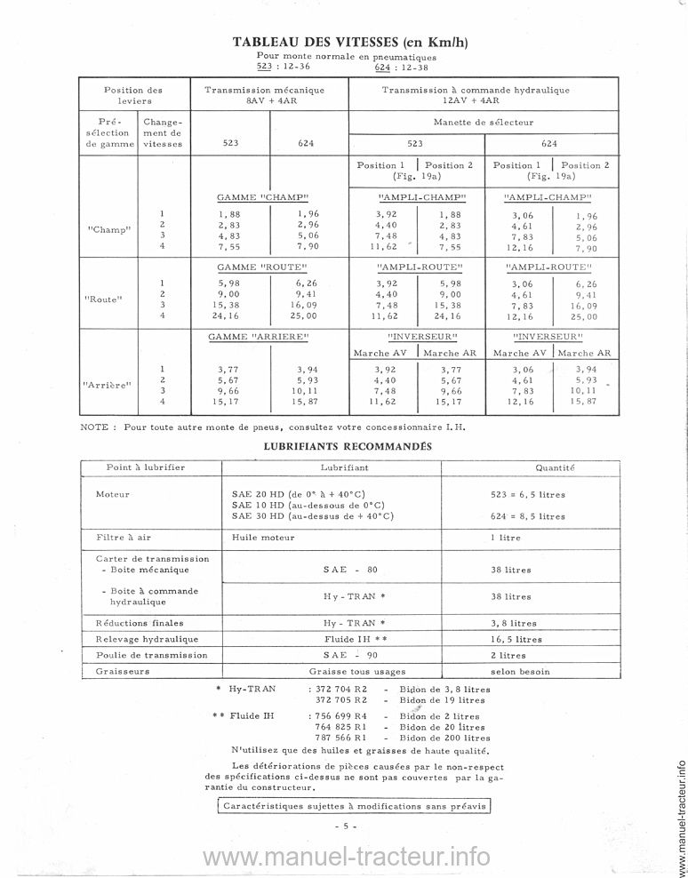 Sixième page du Livret entretien McCORMICK INTERNATIONAL 523 624