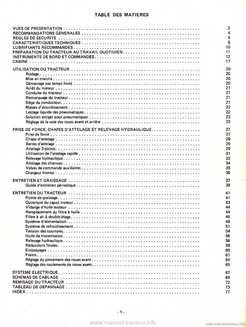 Troisième page du Livret entretien IH 955XL 1055XL