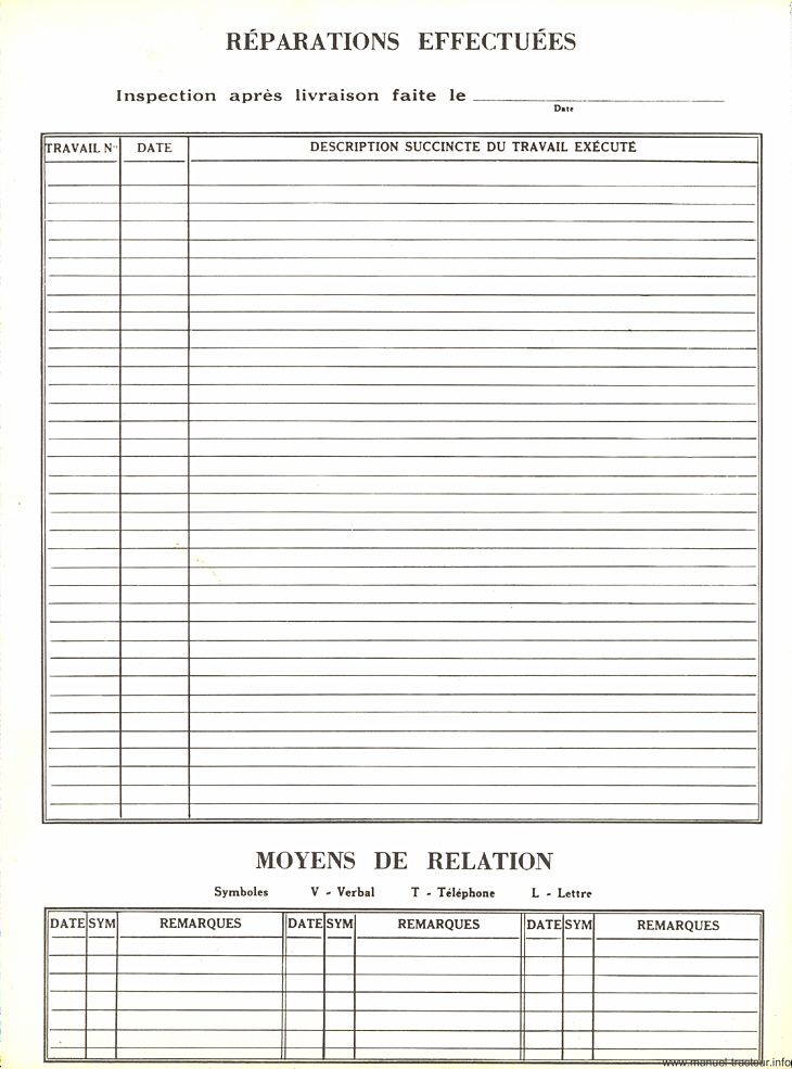 Cinquième page du Livret entretien IH McCORMICK 265