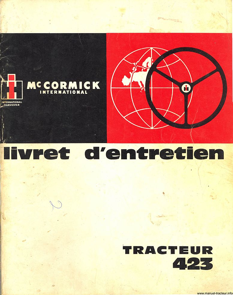 Première page du Livret entretien McCORMICK INTERNATIONAL 423