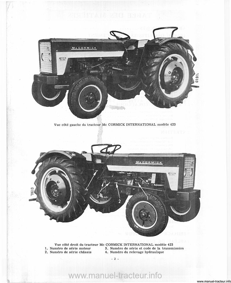 Troisième page du Livret entretien McCORMICK INTERNATIONAL 423