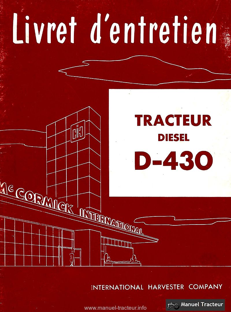 Première page du Livret d'entretien Mc Cormick International D-430