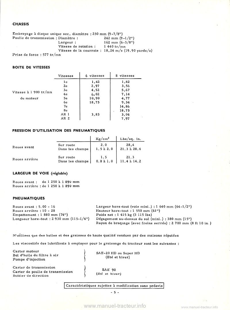 Cinquième page du Livret d'entretien Mc Cormick International D-430