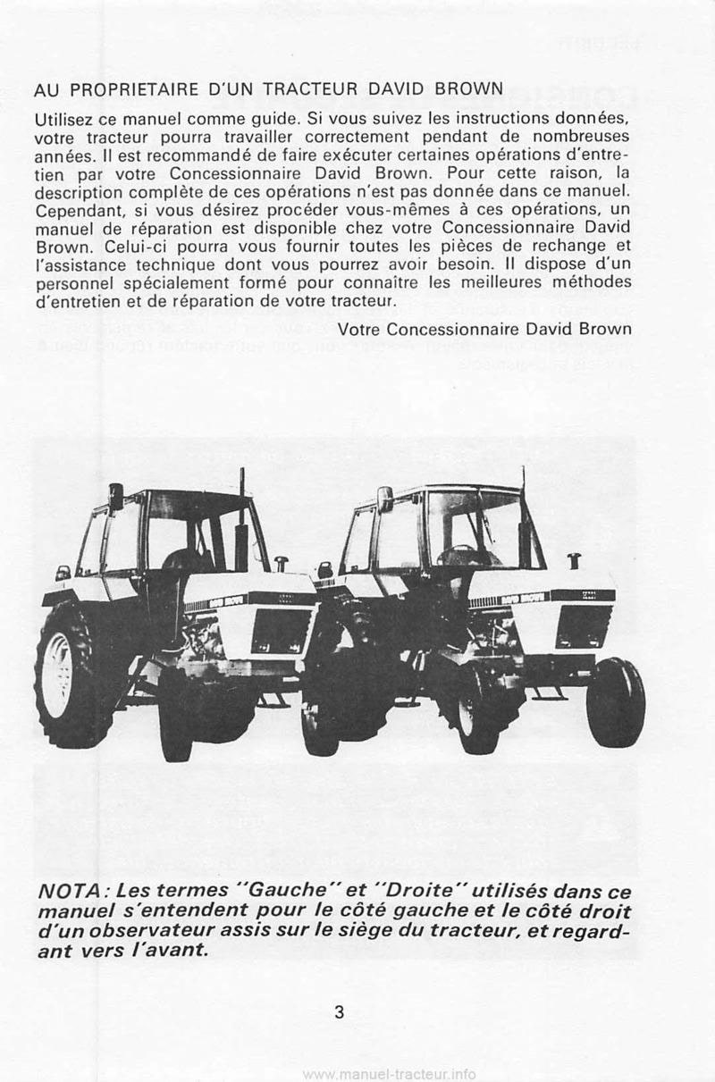 Quatrième page du Livret instructions tracteurs David Brown Case 1290 1390