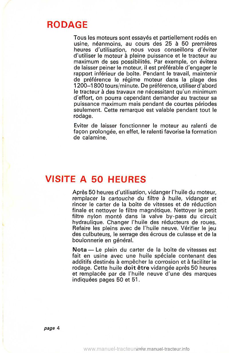 Sixième page du Livret instructions David Brown 990