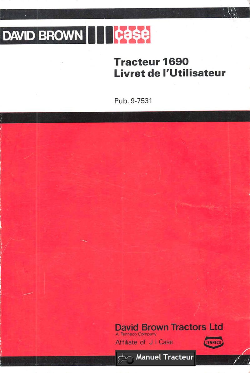 Première page du Livret de l'utilisateur tracteur David Brown Case 1690