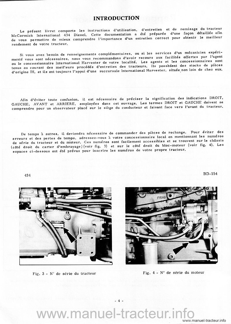 Troisième page du Livret entretien Mc Cormick IH 434