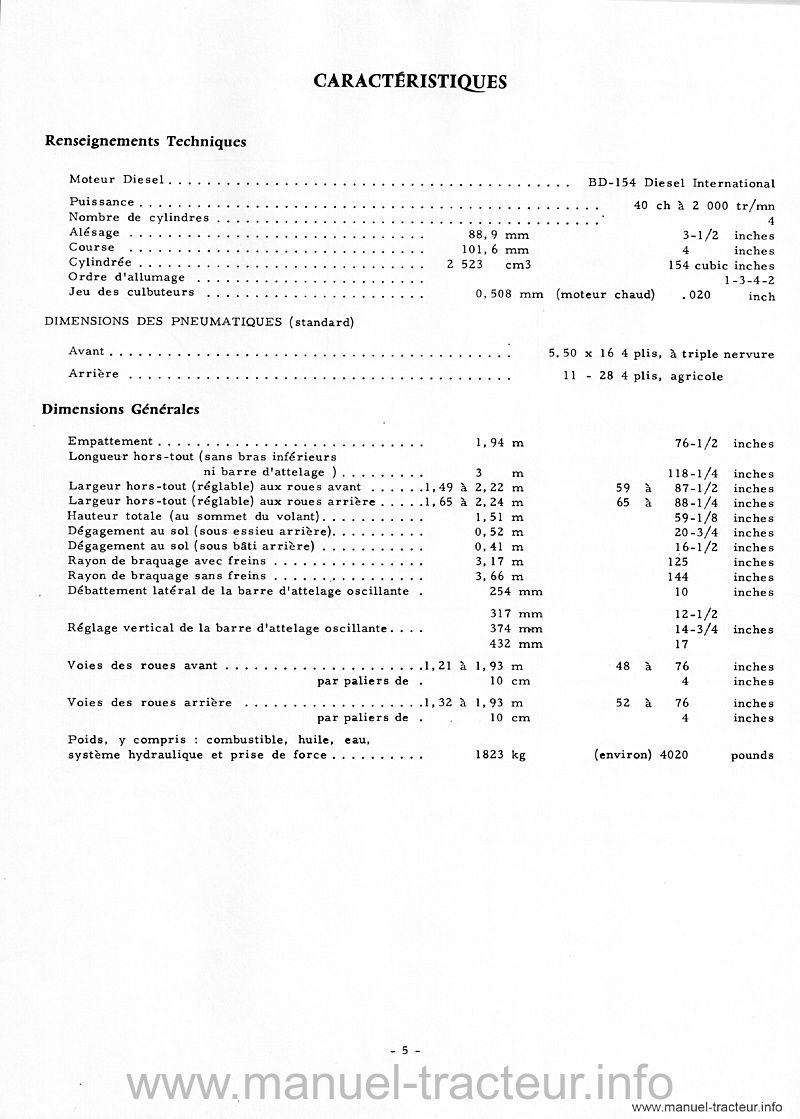 Quatrième page du Livret entretien Mc Cormick IH 434