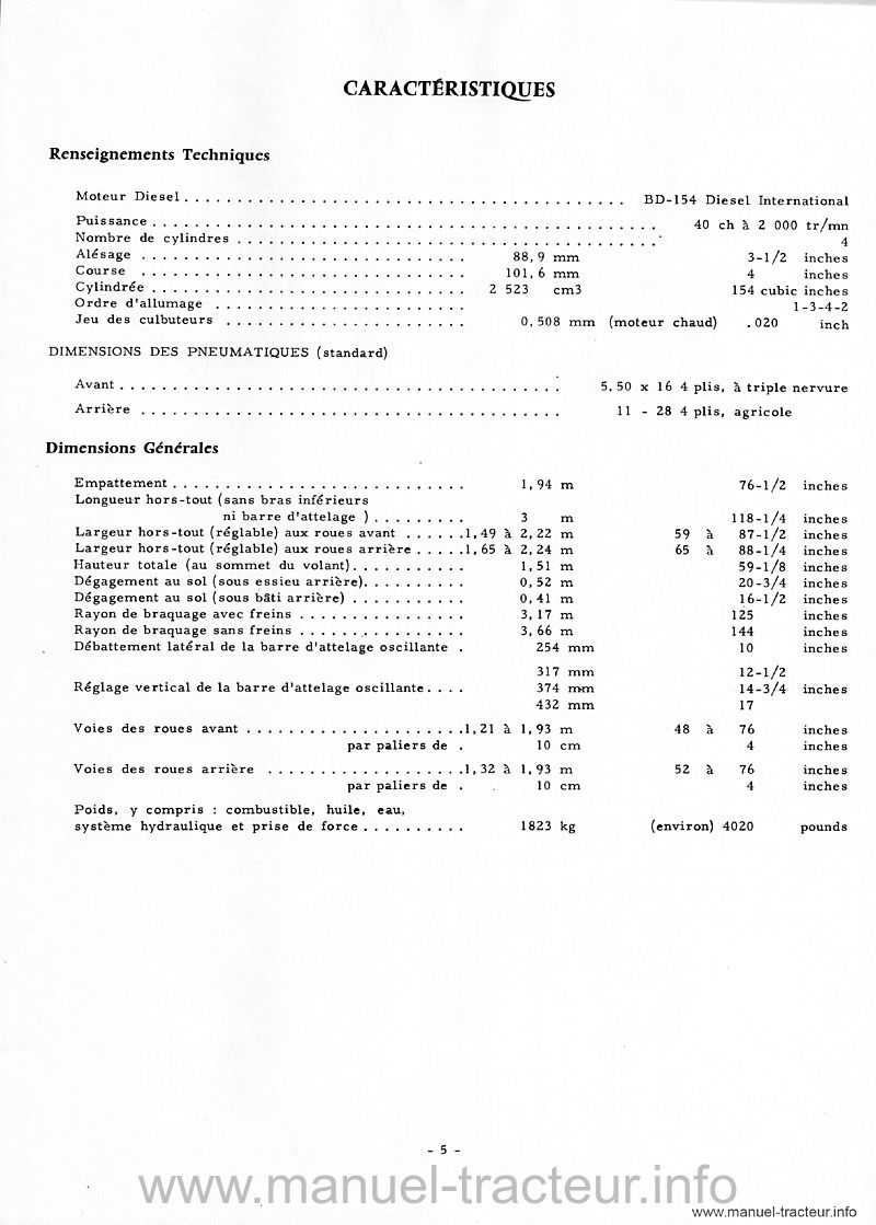 Quatrième page du Livret entretien Mc Cormick IH 434