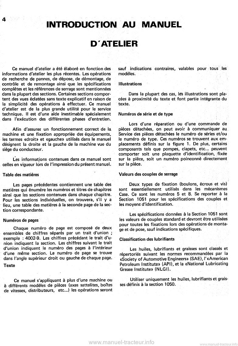 Quatrième page du Manuel Atelier Case 580F