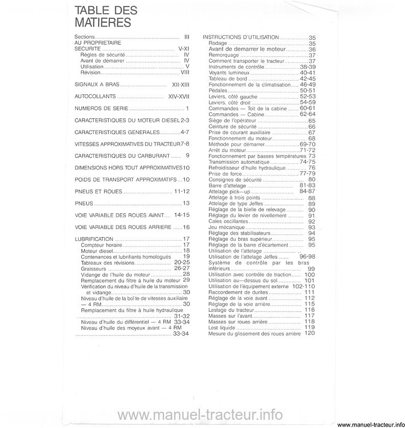 Troisième page du Manuel utilisation CASE 1694