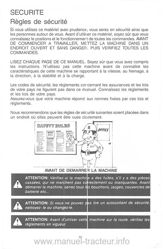 Sixième page du Manuel utilisation CASE 1694