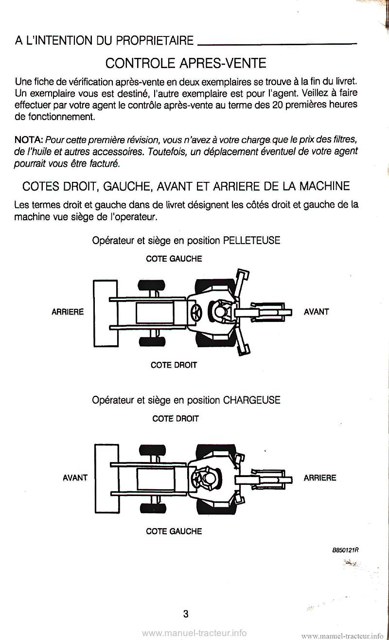 Troisième page du Manuel conducteur CASE 580K