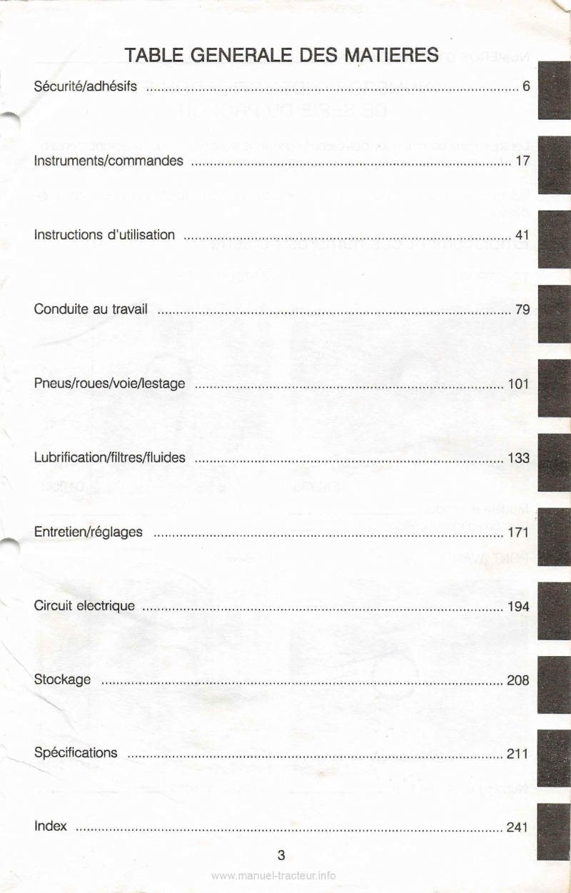 Cinquième page du Manuel du conducteur Case tracteurs IH 395 495 595 695 795 895 995