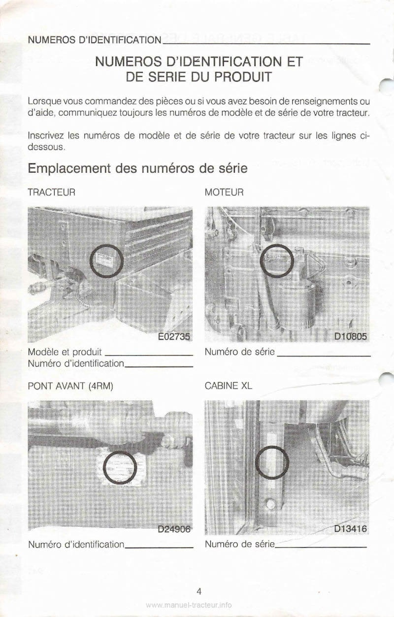 Sixième page du Manuel du conducteur Case tracteurs IH 395 495 595 695 795 895 995