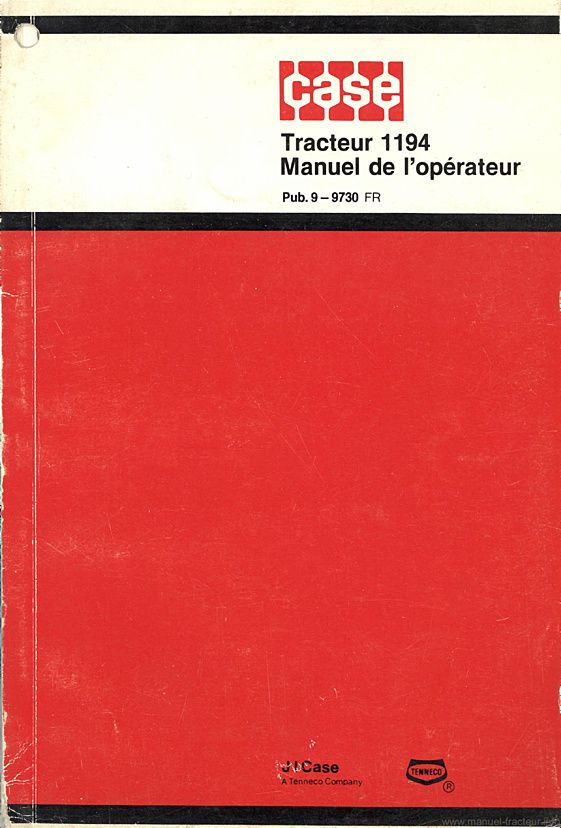 Première page du Manuel utilisation CASE 1194